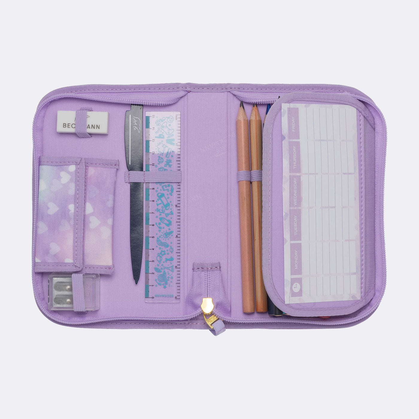 Beckmann Schulrucksack Active Air Flx – 6-teilig – Einhorn Prinzessin Violett