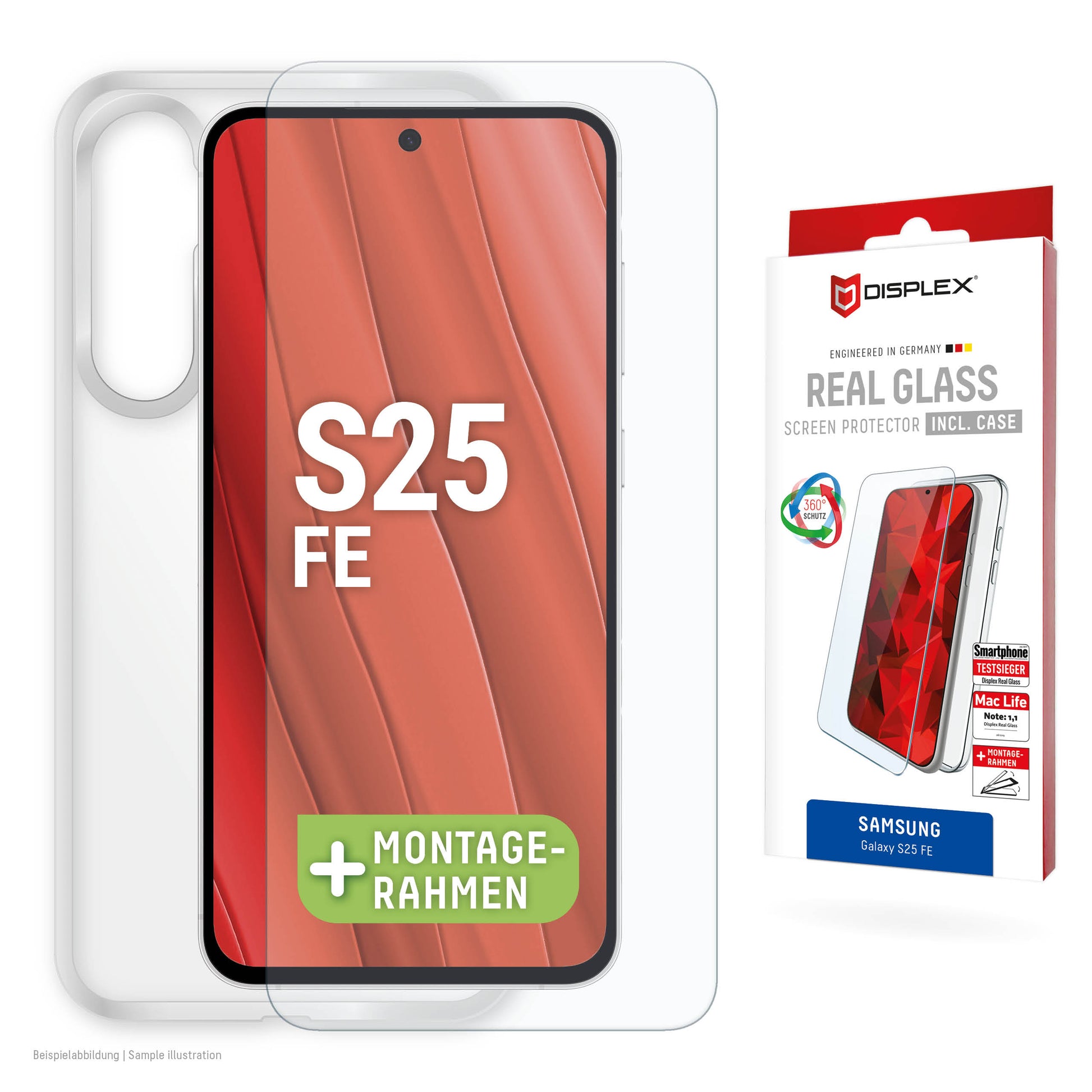 E.V.I. Displayschutzfolie – für Samsung Galaxy S25 FE, Gehärtetes Glas, Transparent