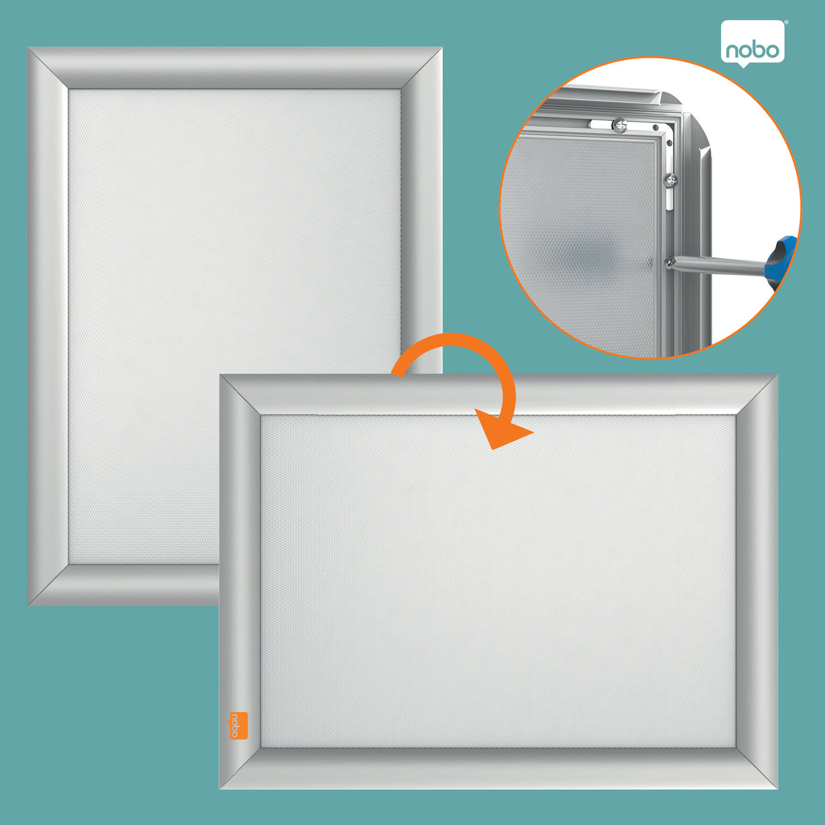 Nobo Plakatrahmen Impression Pro – für A4 – Silber – Aluminium – Randbreite 25 mm