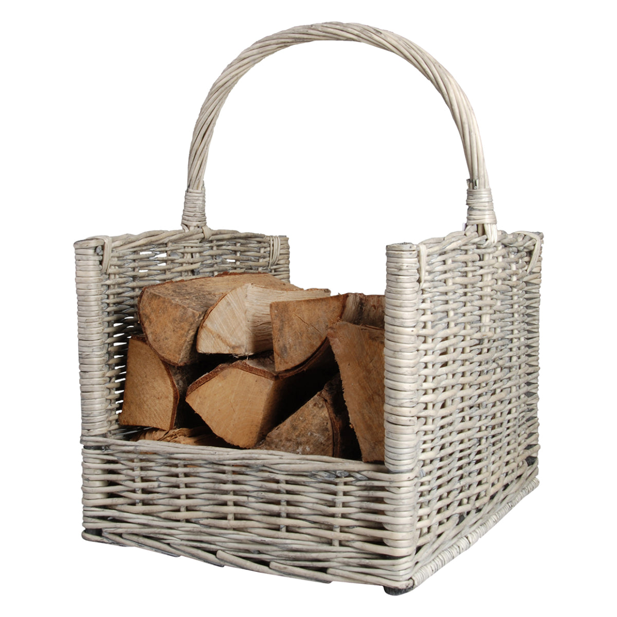 Esschert Design MW42 Aufbewahrungskorb – Holz/Weidenzweige – Grau – 458 × 515 × 360 mm – 4 Stück
