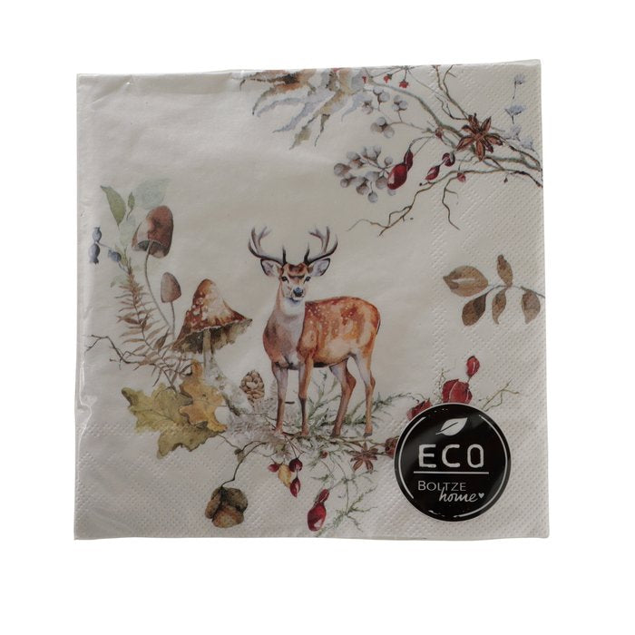 Boltze Servietten Waldtiere – 16,5 × 16,5 cm, 3-lagig – 20 Stück
