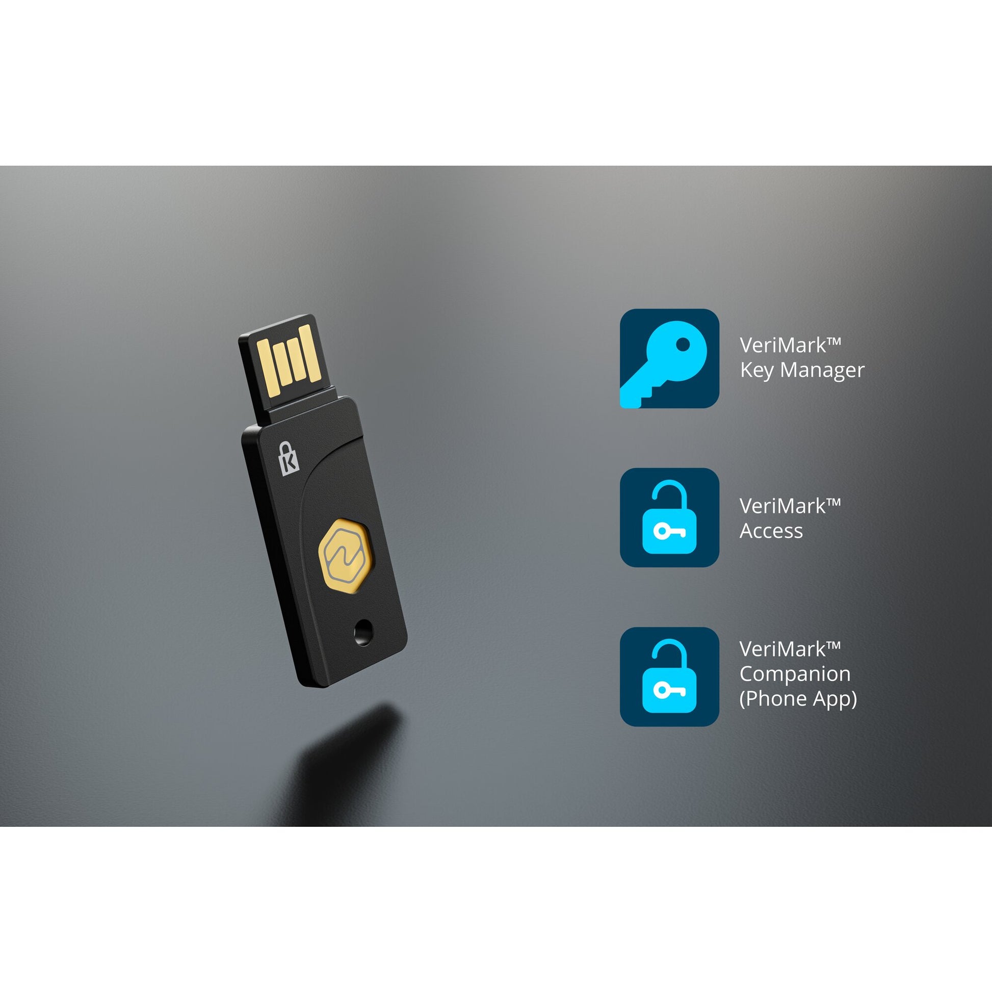 Kensington USB-Adapter – USB-A (Stecker) – VeriMark NFC+ – FIDO2 Level 2 – für Windows, Mac