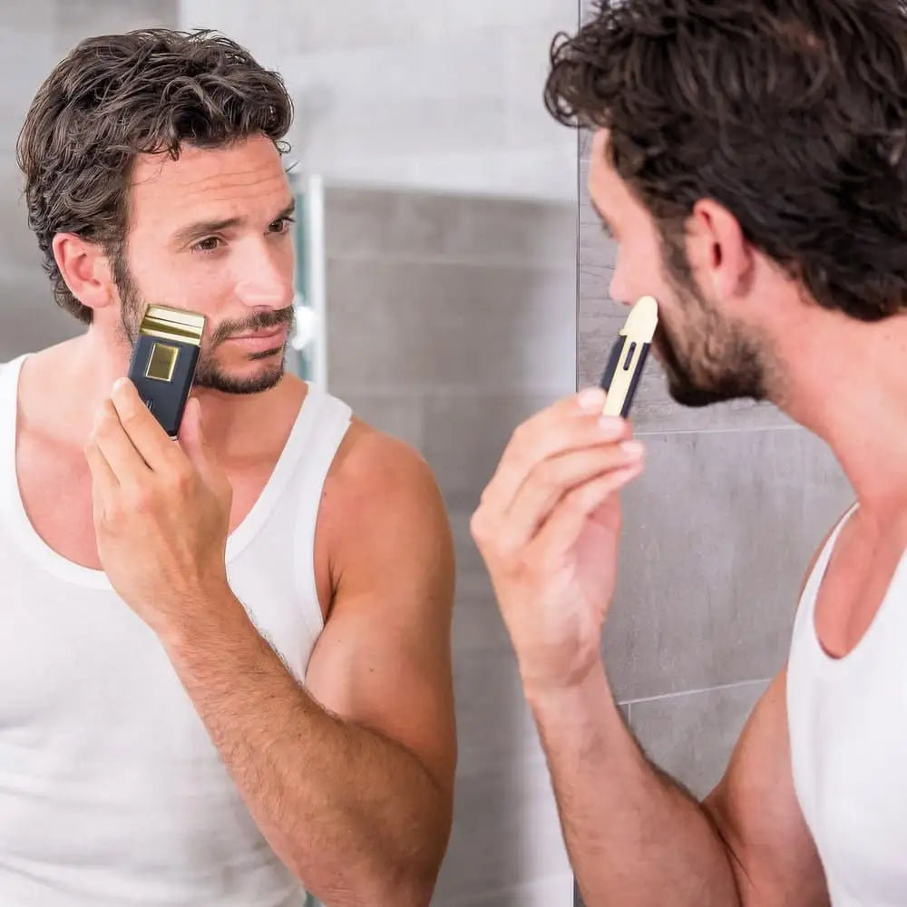 Wahl Folienschaber Travel Shaver Gold Edition – Schnittbreite 3,3 cm, 45 min Laufzeit – Schwarz/Gold