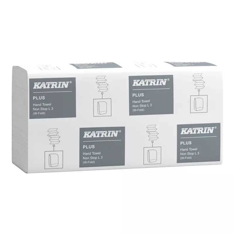 Katrin Falthandtuch – W-Falz, 3-lagig, Zellstoff, Weiss, 203 × 320 mm, für Katrin Inclusive Mini & Medium