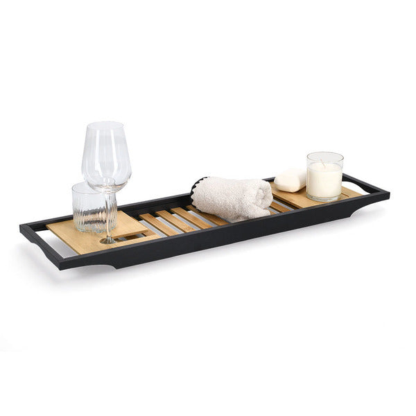 Zeller Present Aufbewahrungsbox (Bad) – Bambus/MDF, 20×70×3,5 cm, Schwarz/Natur
