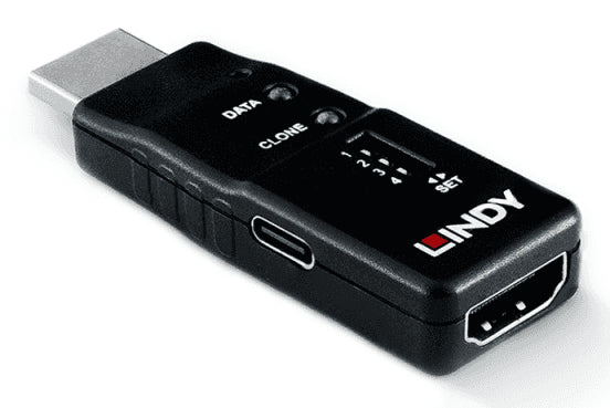 Lindy 32105 – HDMI EDID Feeder, 8K@60 Hz, 48 Gbit/s, HDCP 2.3, USB-C, Schwarz