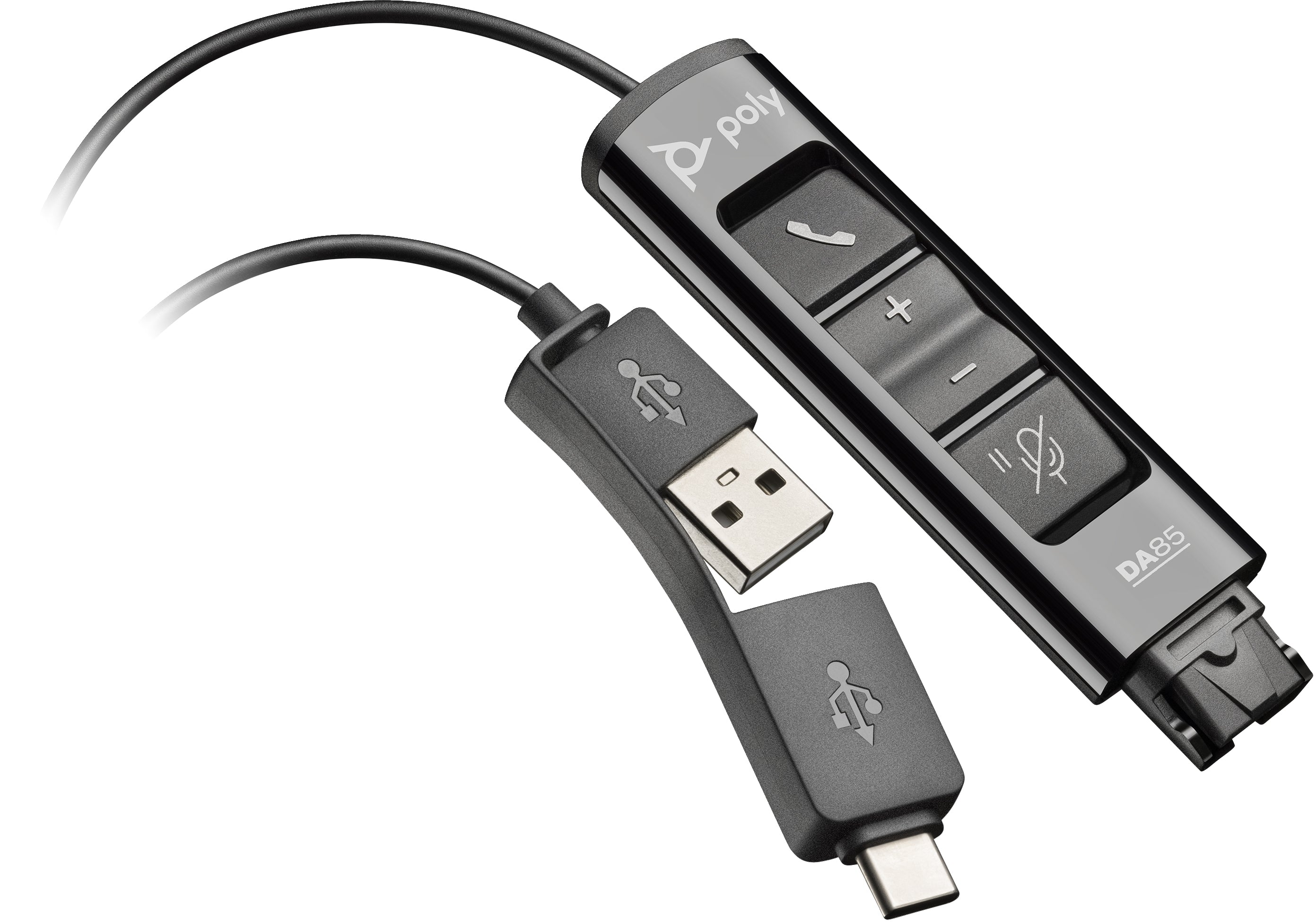 Poly USB-Adapter USB-A auf USB-C – Schwarz