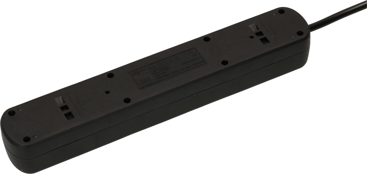 Max Hauri AG Basic Line Steckdosenleiste – 4× T13, USB‑A/C 17 W, 1,5 m, mit Schalter, Schwarz