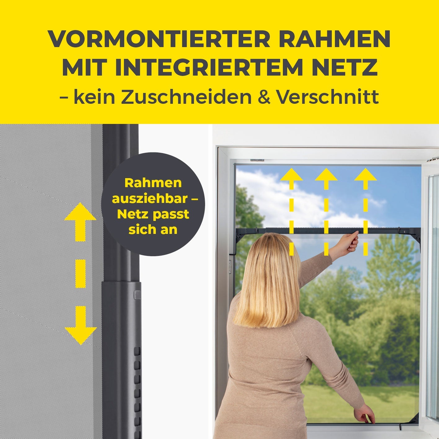 EASYmaxx 14308 Fenster-Fliegengitter – 73–120 × 83–140 cm – Weiss – Nylon – Aluminium-Rahmen