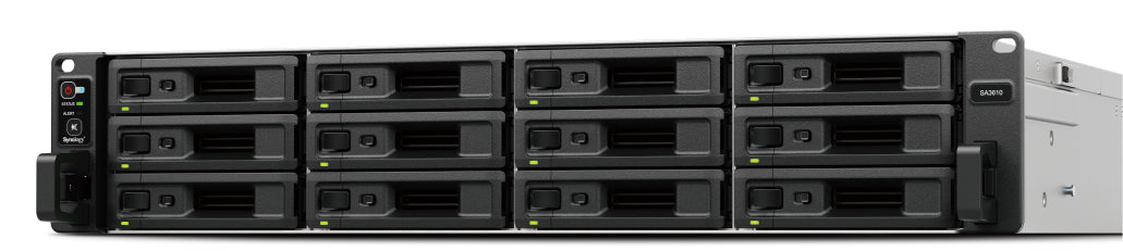 Synology SA3610 – 12-Bay Rack 2U NAS – Intel Xeon D-1567, 16 GB RAM, 10GbE, DSM