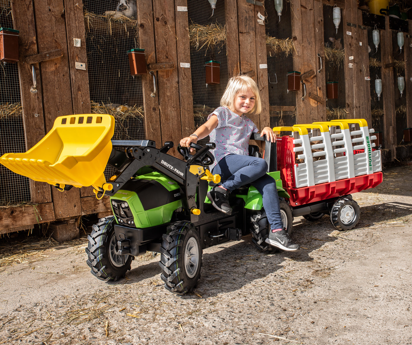 rolly toys Traktoranhänger – 67 × 83 × 40 cm – ab 3 Jahren – Kunststoff, gelb/rot/weiss – CE