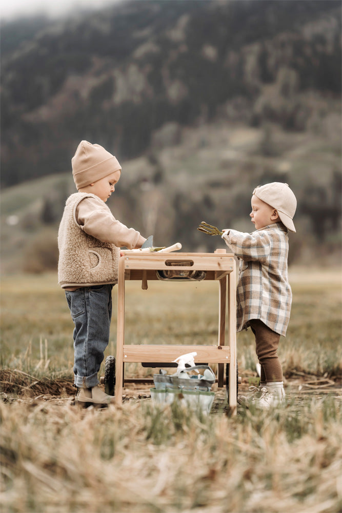 Small foot Kompakte Matschküche – 88,0 × 58,0 × 56,0 cm – ab 3 Jahren – Holz, holzfarben