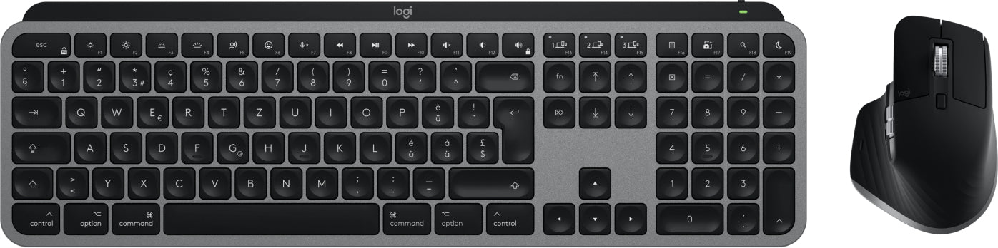 Logitech MX Keys S – Tastatur, kabellos, CH-Layout (DE-CH), Fullsize (mit Ziffernblock), aufladbar – für macOS