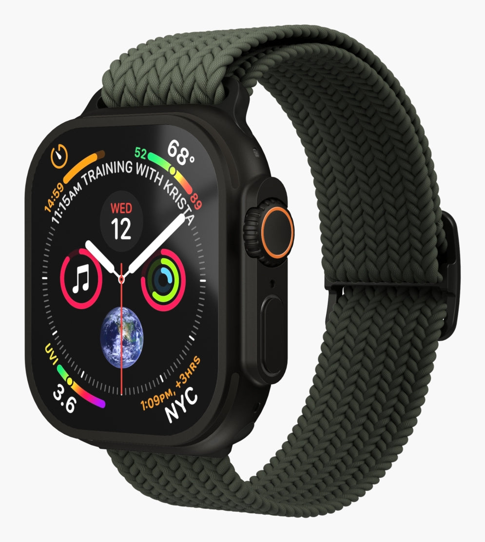 Vonmählen Woven Loop – Armband – für Apple Watch, Schwarz/Olive, One Size, Nylon