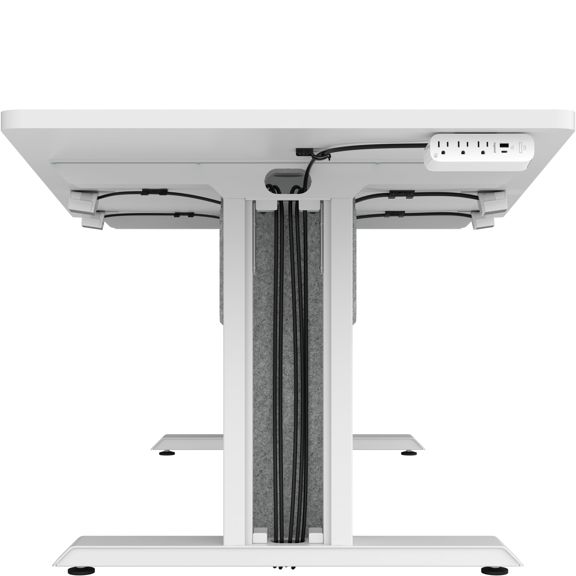 Middle Atlantic FM-TAN-0595430-D8W – Schreibtisch, 150 × 150 cm, weiss, Hochdrucklaminat (HPL)/Stahl