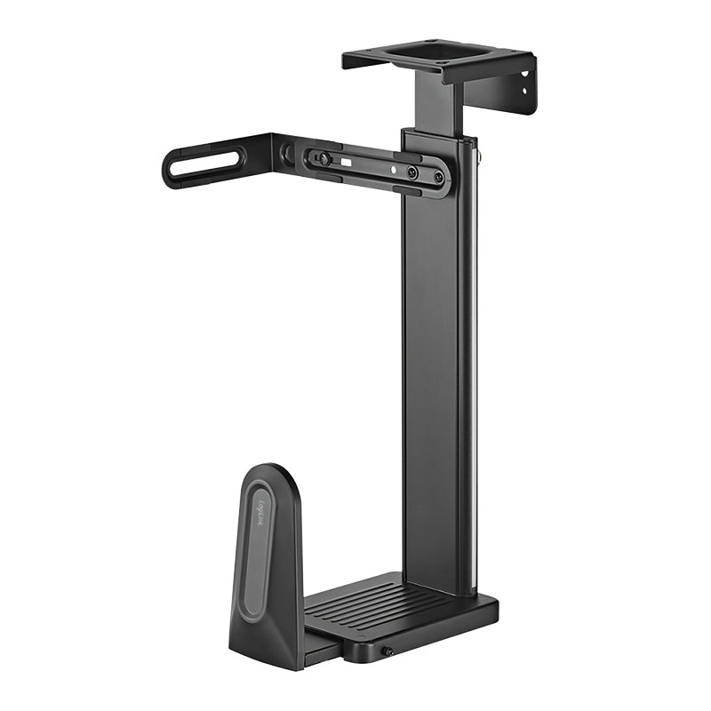 LogiLink EO0073 – PC-Halterung unter Tisch – verstellbar (B 400–520 mm, H 480–656 mm), Tragkraft 20 kg, Schwarz