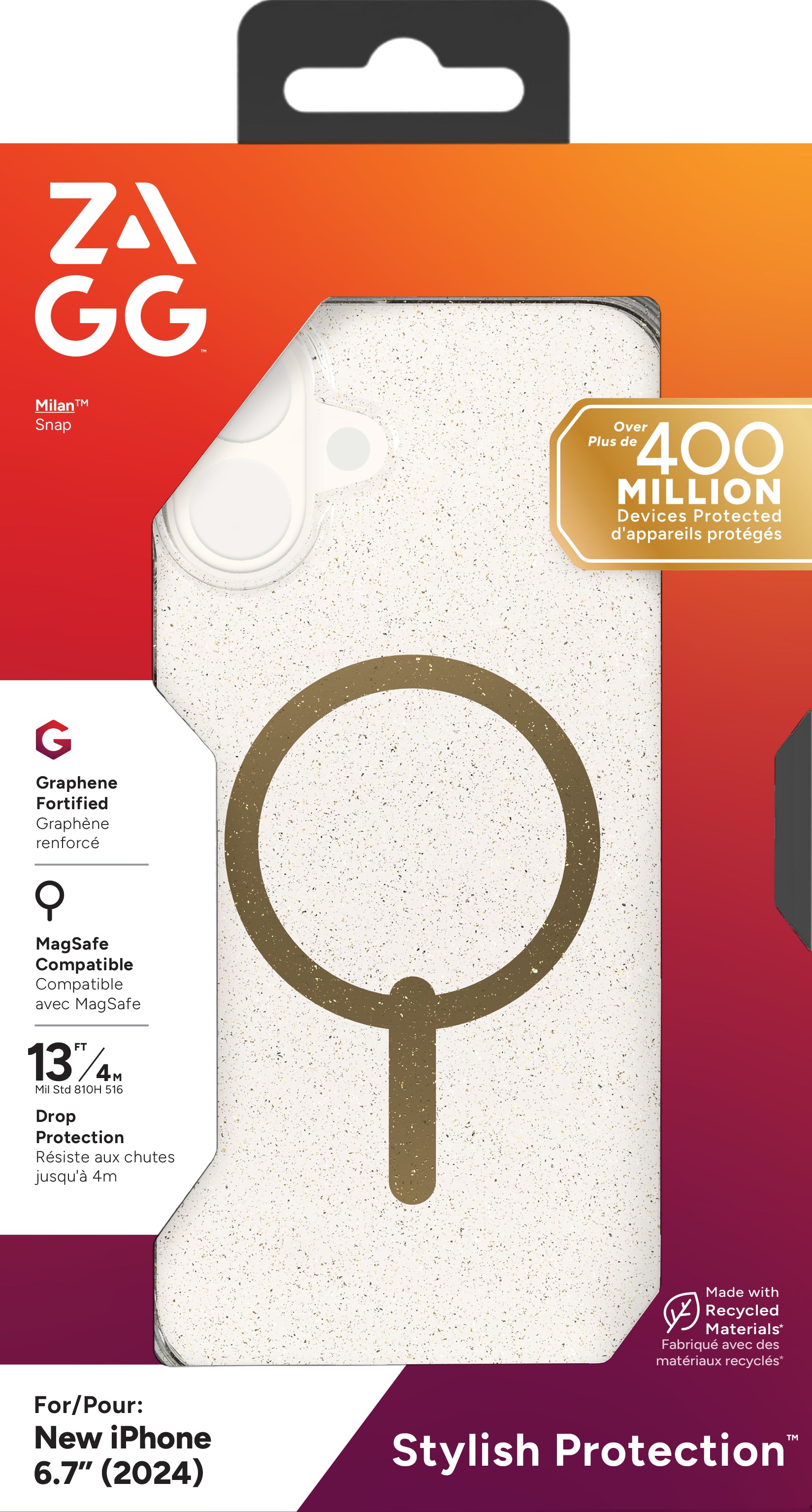 ZAGG Backcover SNAP – für Apple iPhone 16 Plus – Milan Gold Glitter