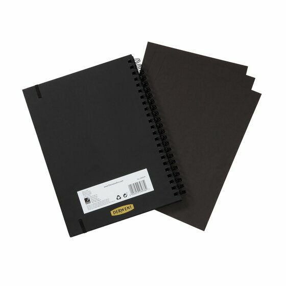 Derwent Malbuch – A4 – 200 g/m² – Spiral – 40 Blatt – Schwarz