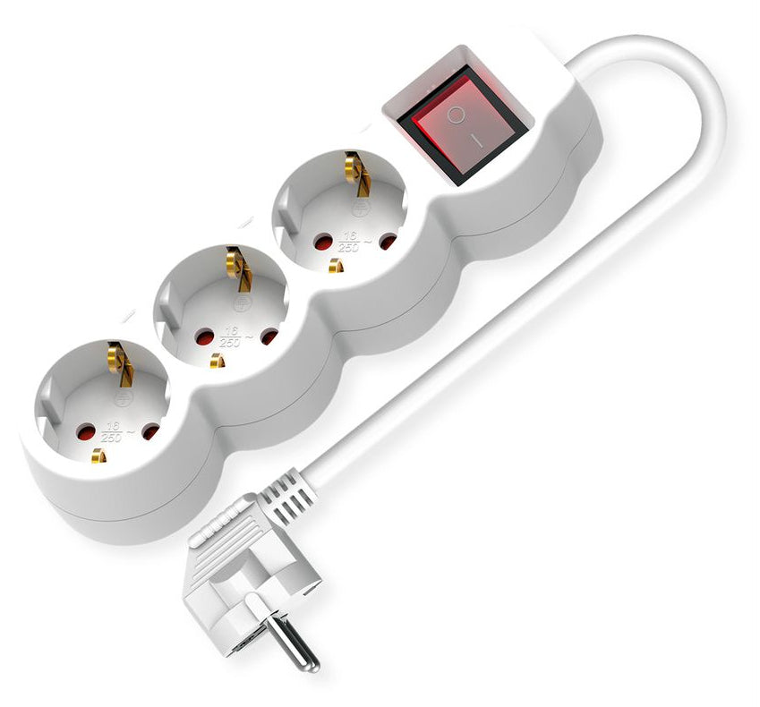 VALUE Steckdosenleiste – 3×Schuko (Typ E/F), 1,5 m, Schalter