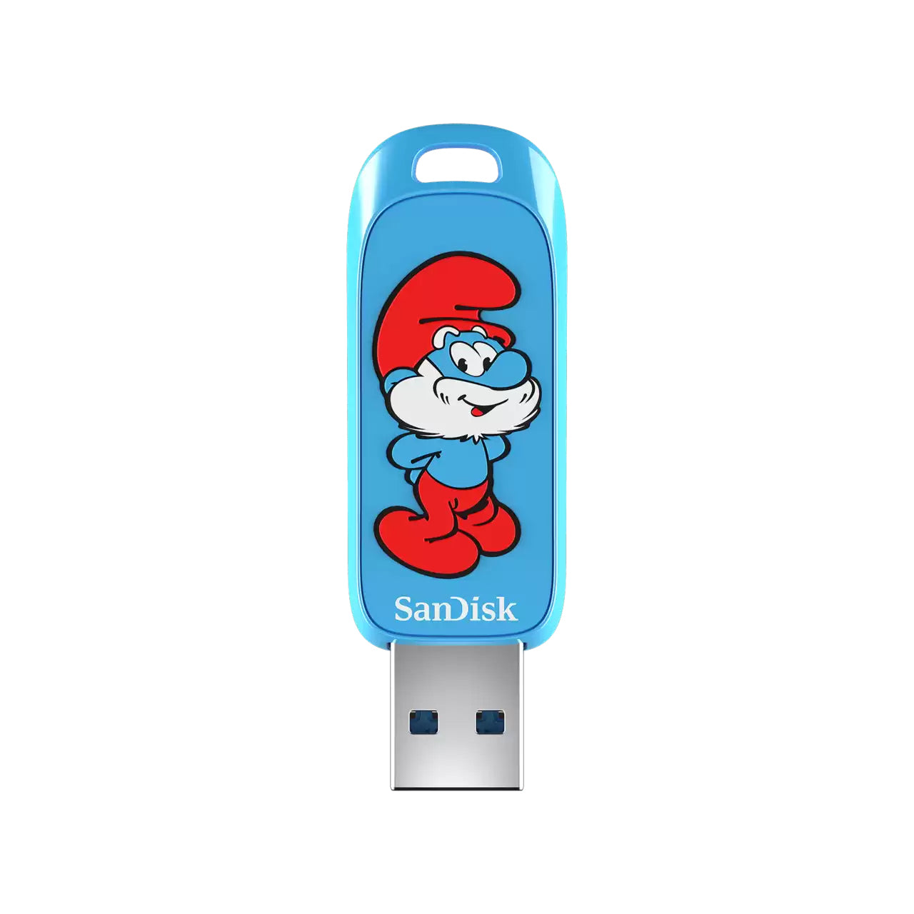 SanDisk Schlümpfe Papa Schlumpf USB-Stick 128 GB – USB-A 3.2 Gen 1, 130 MB/s Lesen, ohne Deckel, Blau