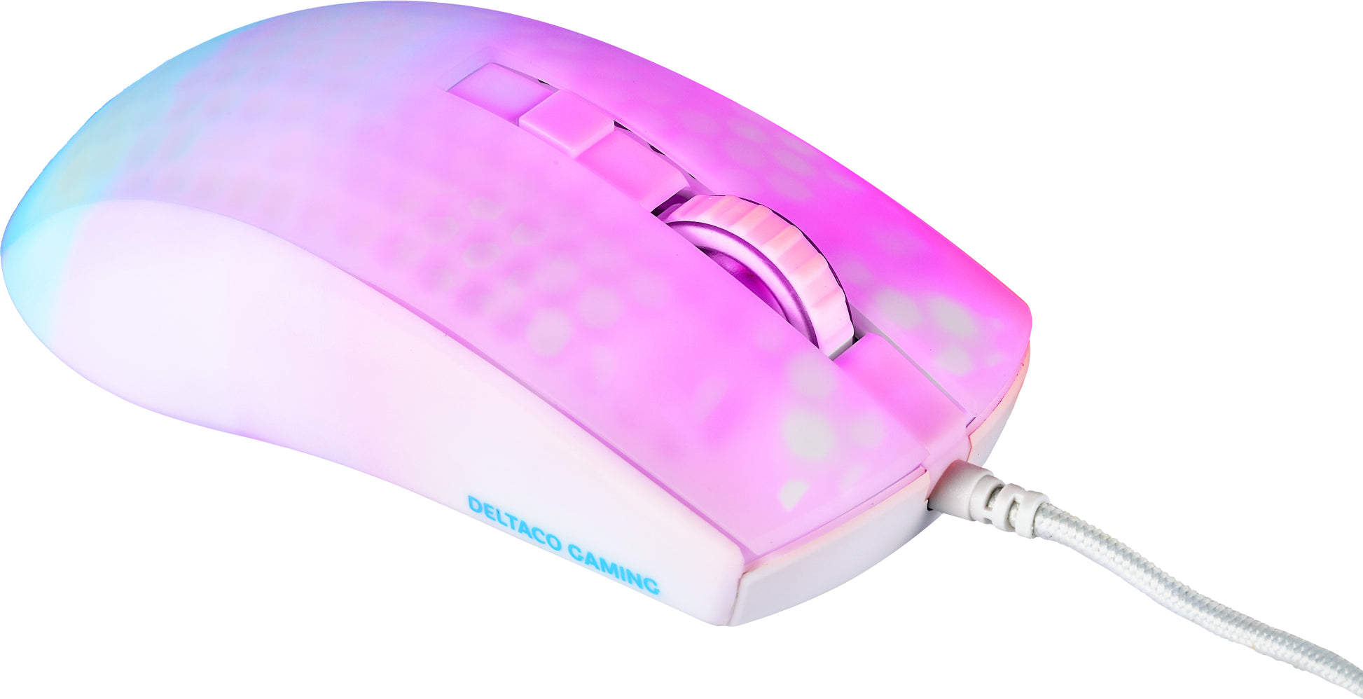 Deltaco Gaming DM310 – Gaming-Maus – Kabelgebunden (USB‑A), 6200 DPI, RGB-Beleuchtung, rechts, Weiss