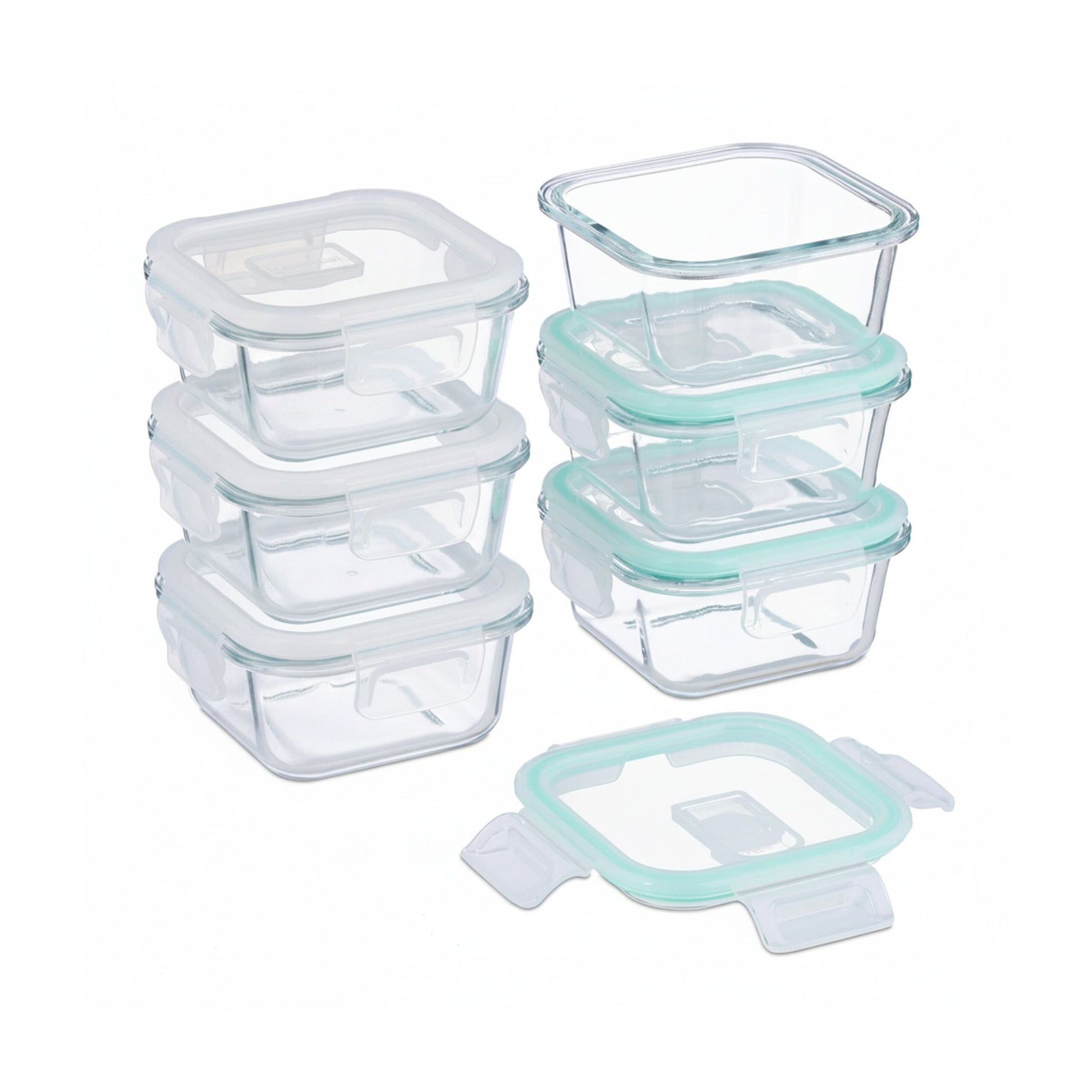Relaxdays Vorratsdose 320 ml, 15,5 × 11 × 6 cm, Glas/Polypropylen (PP)/Silikon