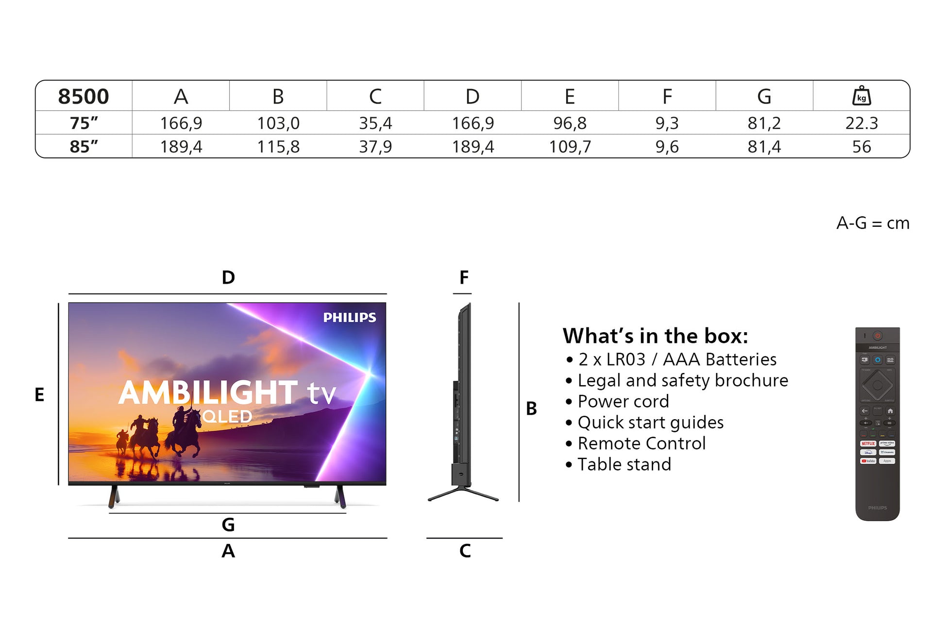 Philips 85PUS8500/12 – 85" QLED UHD 4K, Titan OS, Ambilight (2025)
