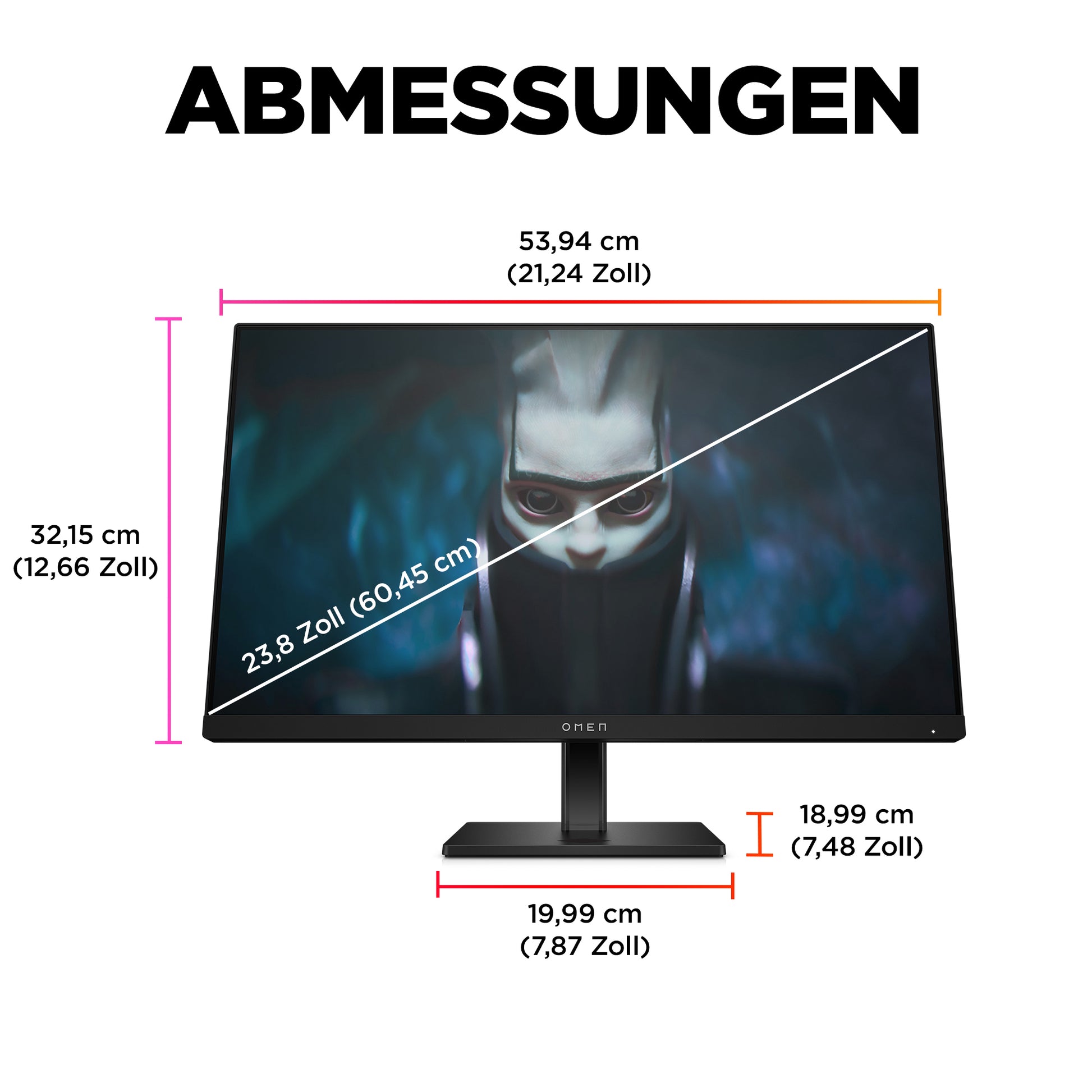 HP Monitor, 23,8", IPS, 165 Hz, 300 cd/m², AMD FreeSync Premium, VESA 100 × 100, Schwarz