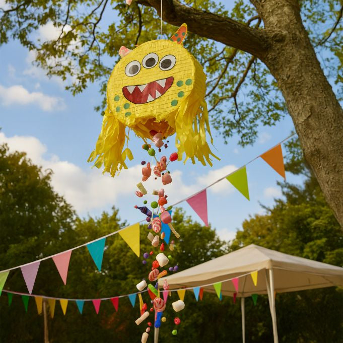 Relaxdays Pinata Monster – mehrfarbig – 34 × 35 × 9 cm – Papier/Pappe/PVC
