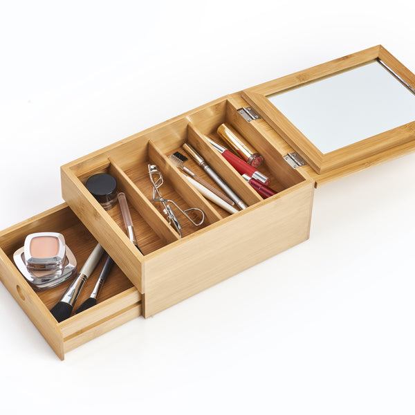 Zeller Present Aufbewahrungsbox 18872 – Bambus/Glas, 25×19×11,2 cm, Braun
