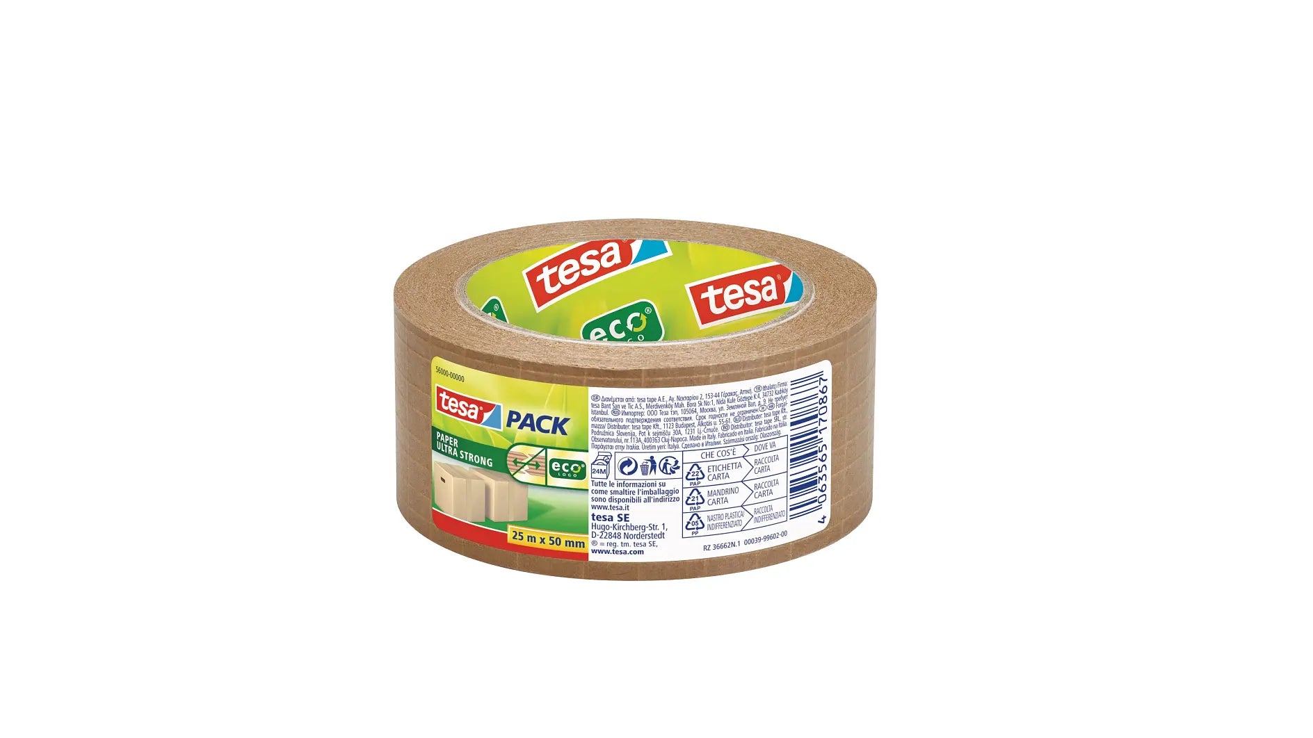 TESA Verpackungsklebeband, Braun, Extra stark, Naturkautschuk – 50 mm × 25 m – 1 Stück