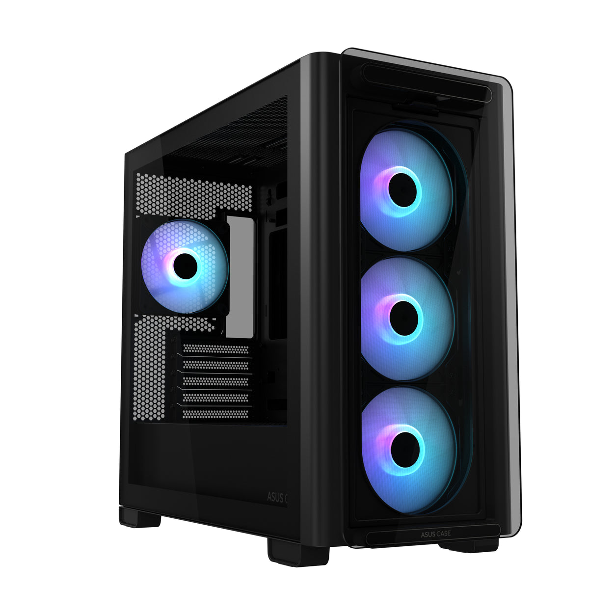 ASUS A23 PLUS TG – PC-Gehäuse – Micro-ATX/Mini-ITX, 7 Lüfterplätze, 3×2,5", 2×3,5", Sichtfenster, Schwarz