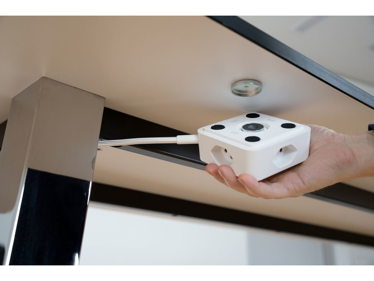 maxTEX Cube Steckdosenleiste – 3× T13, USB‑A/C, 2 m, ohne Schalter, weiss/türkis