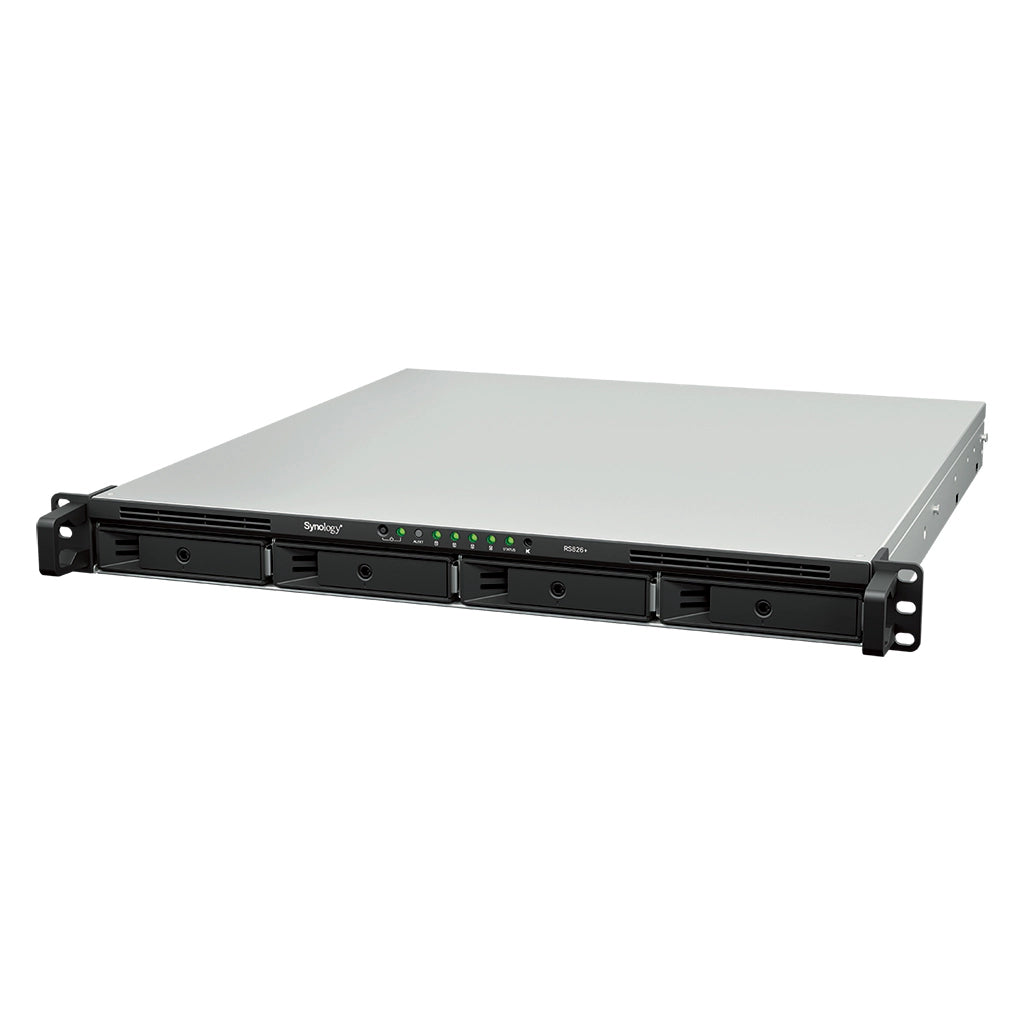 Synology RackStation RS826+ – 4-Bay Rack 1U NAS – AMD Ryzen V1500B, 4 GB RAM, 1GbE, DSM