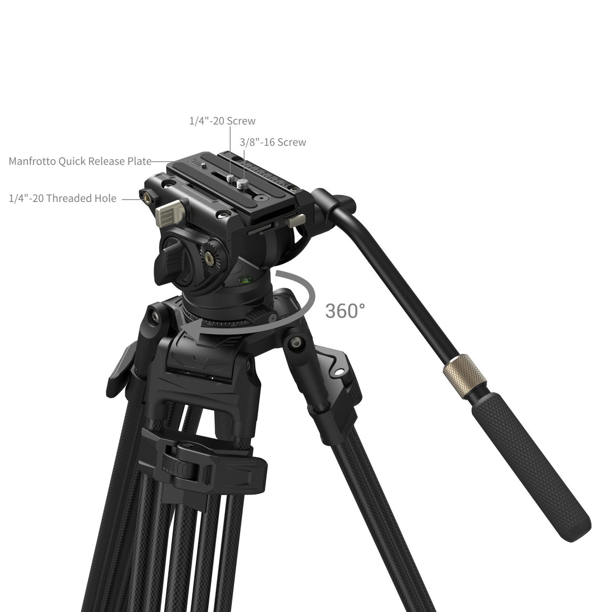 SmallRig AD-80S Stativ – 190 cm, Traglast 8 kg – Schnellwechselplatte, 1/4" Gewinde – Schwarz