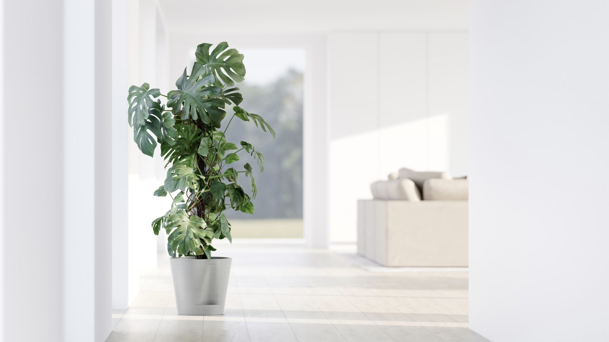 Ecopots Venice 2 Blumentopf – 60 l – Recycling-Kunststoff, Hellgrau