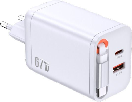 M. Schönenberger Schönenberger 24.11067WS USB-Wandladegerät 67 W – GaN, PD 3.0, QC 2.0 – USB-C×2 – für Smartphones – weiss