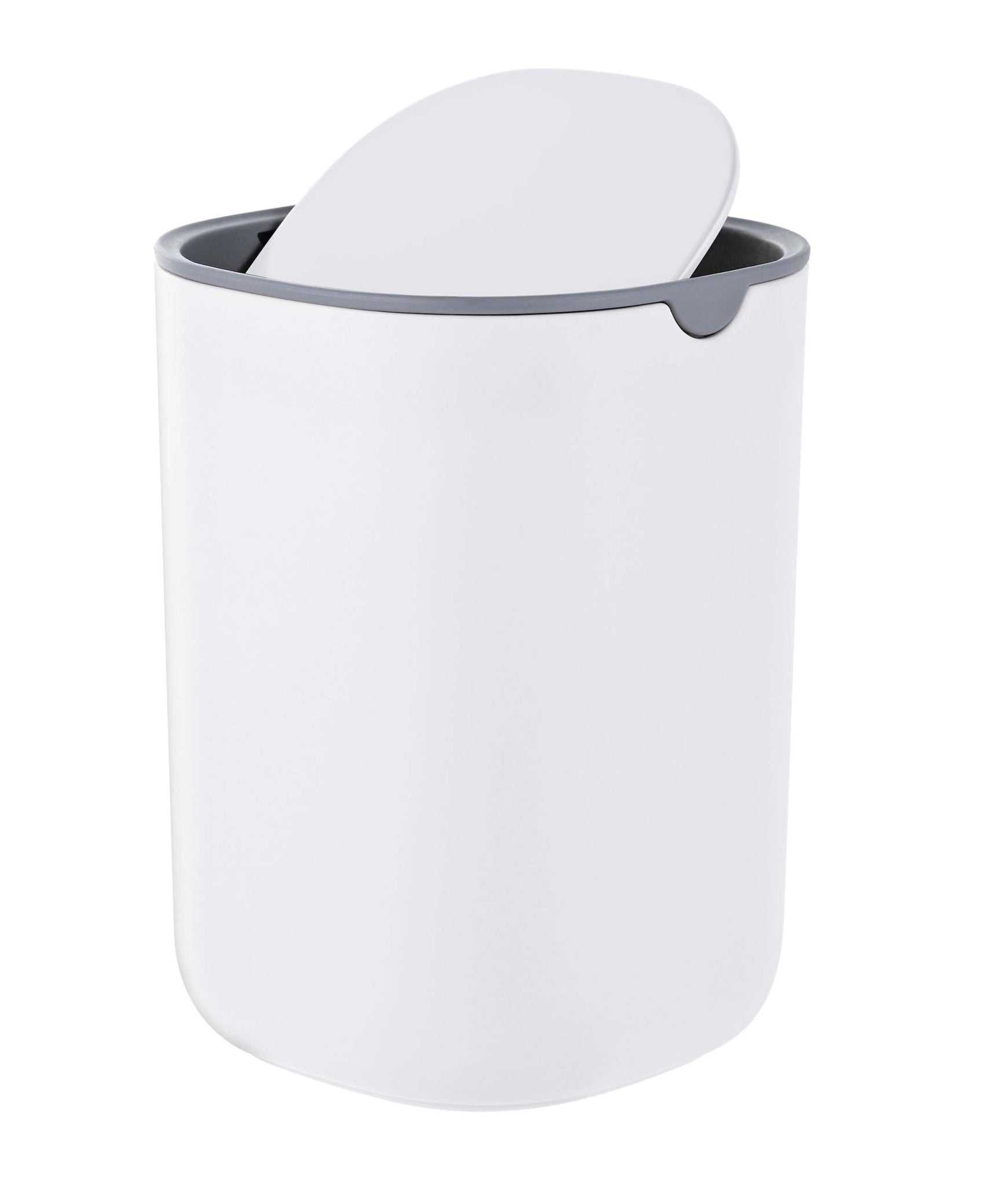 Relaxdays Tischabfalleimer – 1,5 l – Kunststoff, rund – grau – Anti-Rutsch-Basis