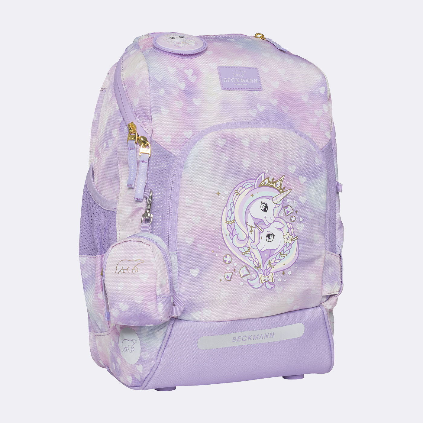 Beckmann Schulrucksack Active Air Flx – 6-teilig – Einhorn Prinzessin Violett