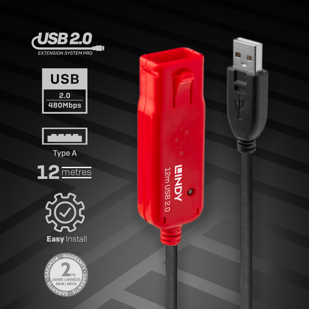 Lindy USB-Kabel, 12 m, USB 2.0, Active Extension Pro
