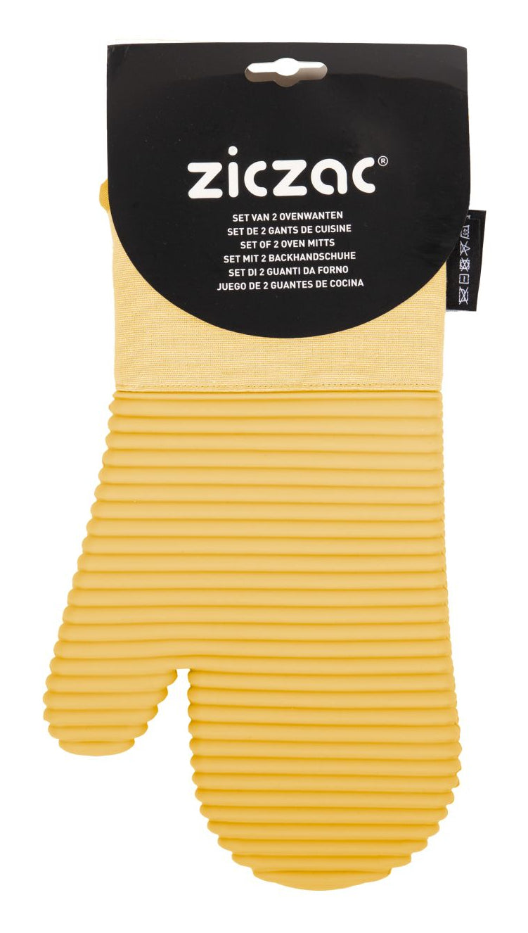Tiseco SILO – Topfhandschuhe 2er-Set, 18 × 33 cm, Baumwolle/Silikon, rutschfest, Gelb