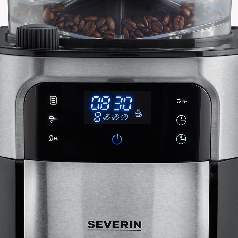 Severin KA 4814 Filterkaffeemaschine – 8 Tassen, 1 l, Karaffe, Schwarz/Edelstahl
