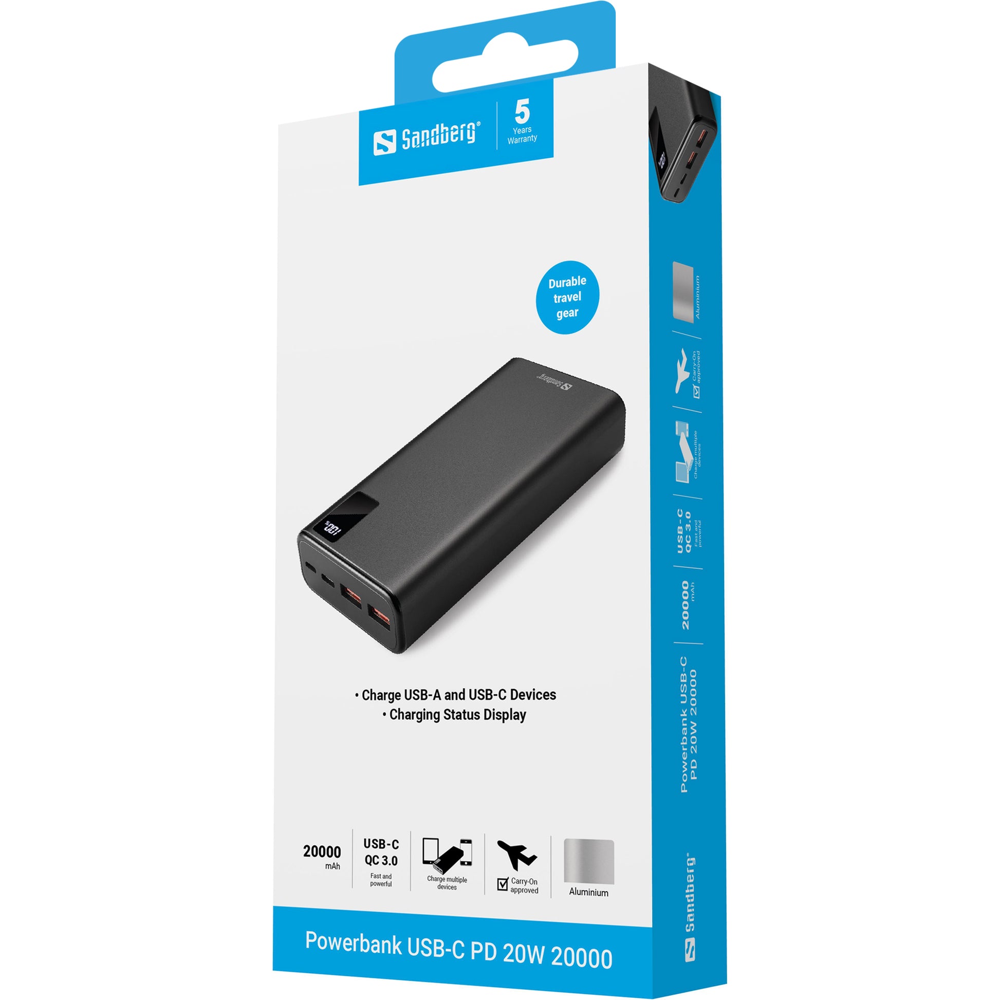 Sandberg Powerbank 20000 mAh, PD 20 W