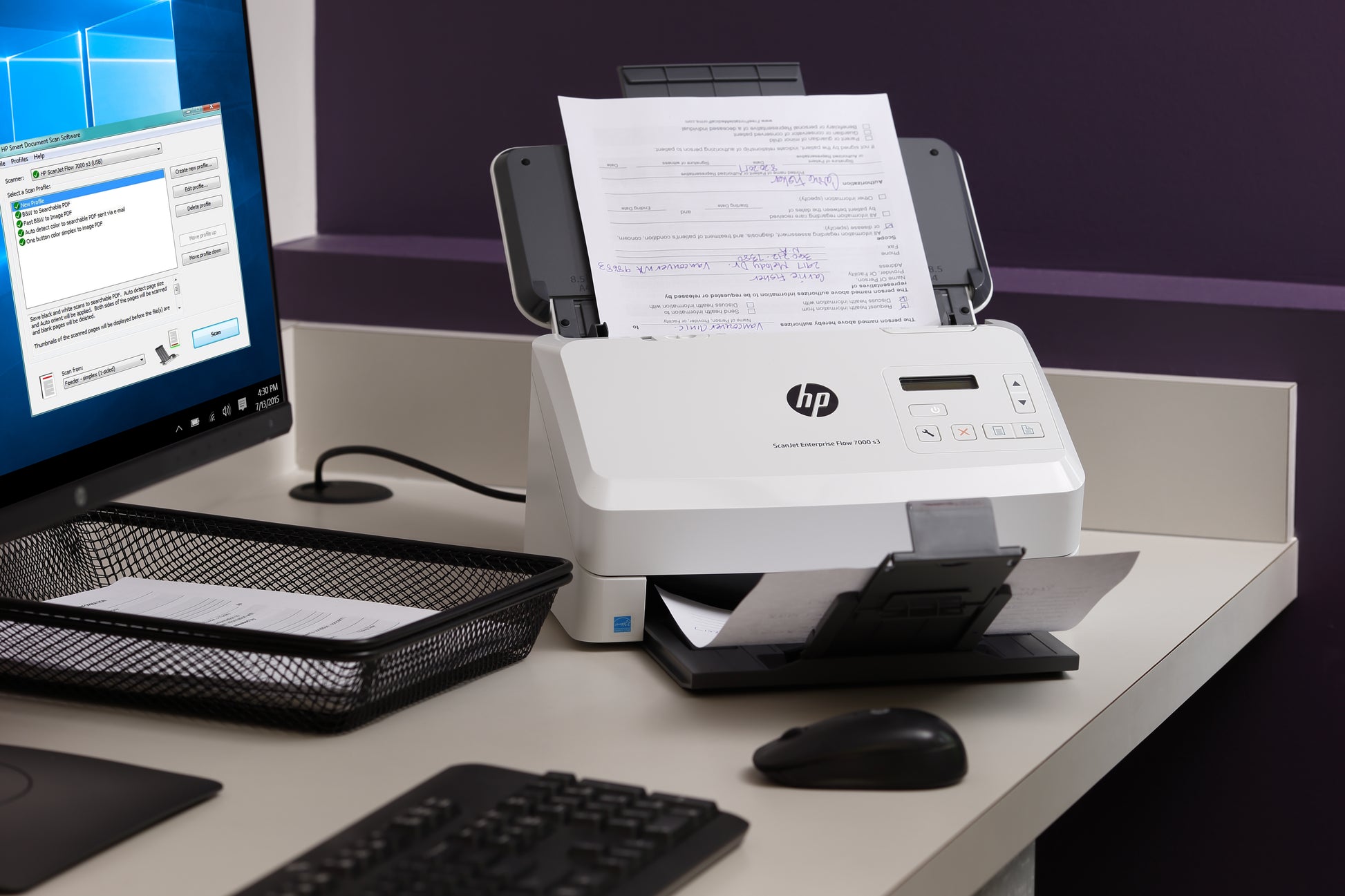HP ScanJet Enterprise Flow 7000 s3 – Einzugsscanner, A4, Duplex, 75 ppm, ADF 80 Blatt, USB