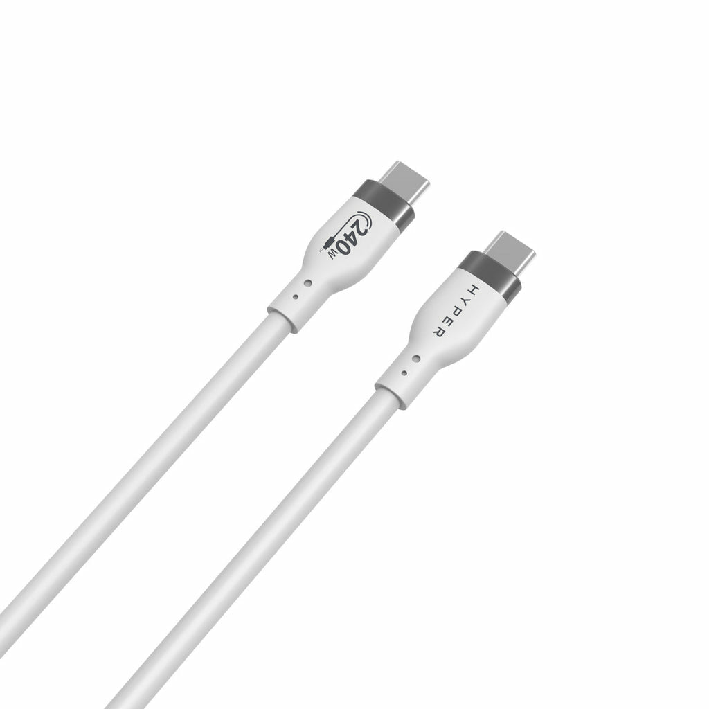 HYPER USB-C auf USB-C Kabel – USB 2.0 (480 Mbit/s) – 1 m – PD 240 W – Silikon – Weiss