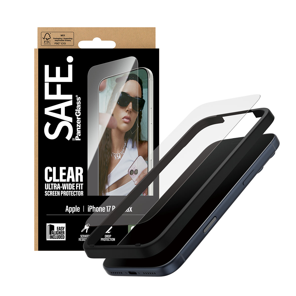 PanzerGlass Displayschutzglas – für Apple iPhone 17 Pro Max – kratzresistent, anti-fingerprint, Hartglas