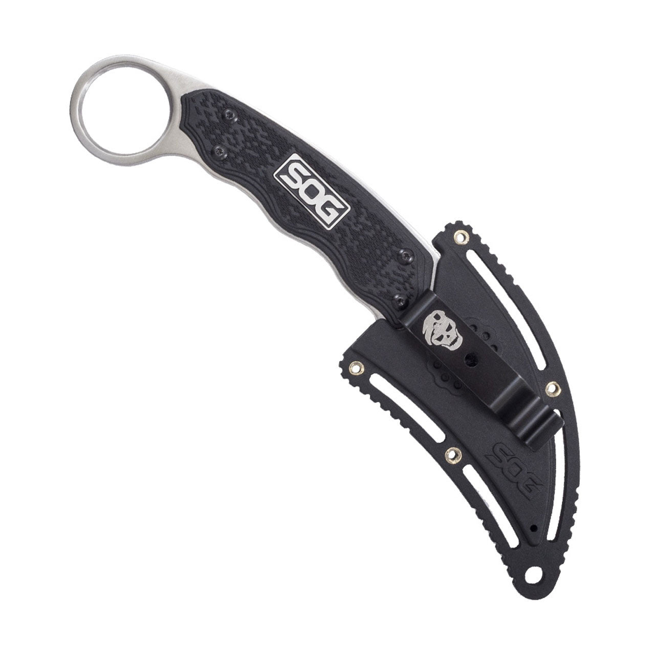 SOG Gambit – Survivalmesser 65 mm, glasfaserverstärktes Nylon, Einhandöffnung, schwarz