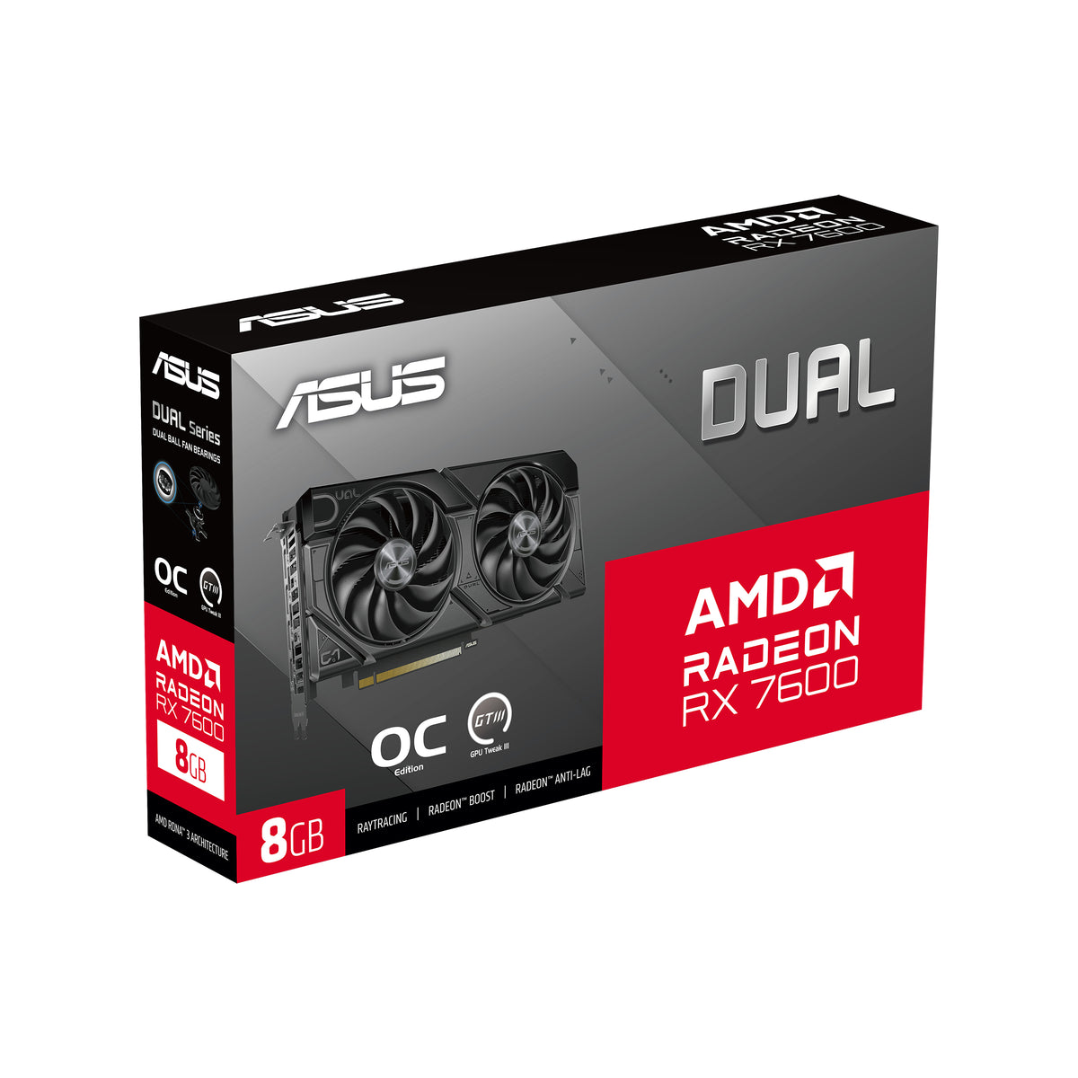 ASUS Dual RX 7600 EVO OC – Grafikkarte – 8 GB GDDR6, 128-Bit, 2715 MHz (OC), PCIe 4.0 x16, 3×DP, 1×HDMI