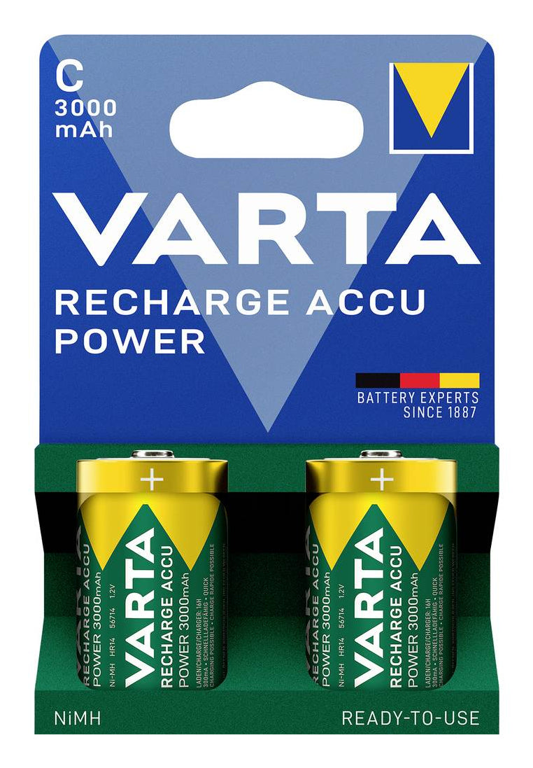 Varta C Akkus, NiMH, 3000 mAh, 1,2 V – 2 Stk.