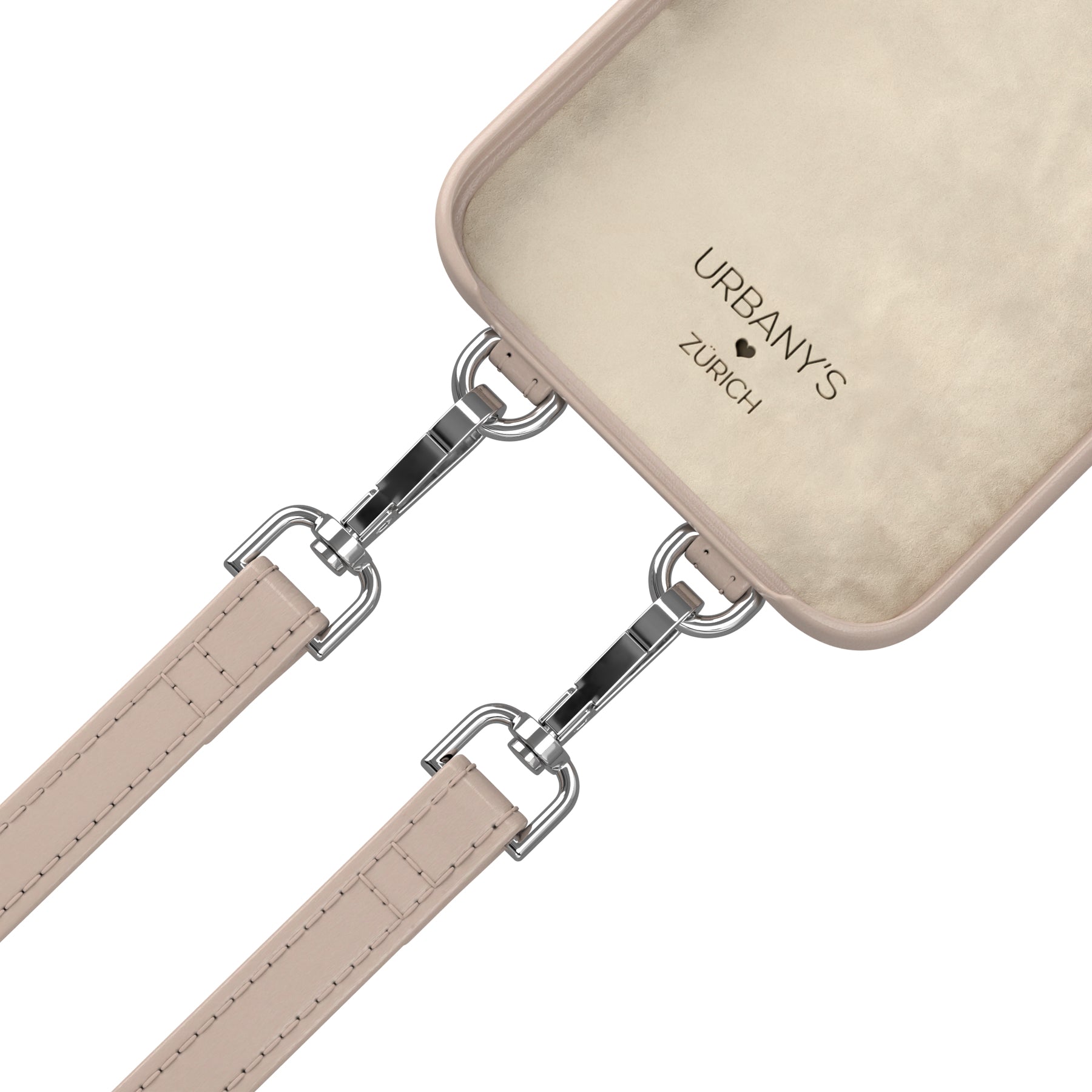 Urbany's Necklace-Hülle – für Apple iPhone 15 – beige – Kunstleder, mit Kartenfach